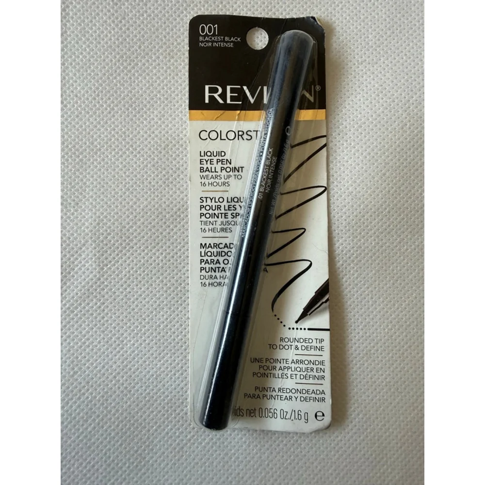NWT REVLON COLORSTAY LIQUID EYE PEN BALL POINT 001 Blackest Black
